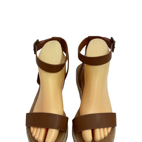 INC Espadrille Sandal Womens Size 8.5 Brown Ankle Buckle M Valet Tap - Picture 4 of 11